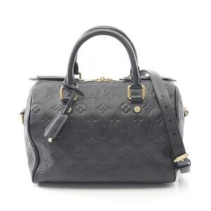 Louis Vuitton Speedy Bandouliere Handbag Leather Empreinte Navy Blue